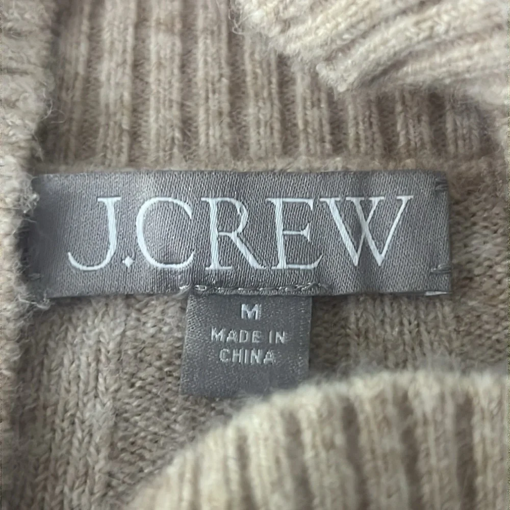 J. Crew Beige Ribbed Cowl Turtleneck Sweater - Picture 8 of 9